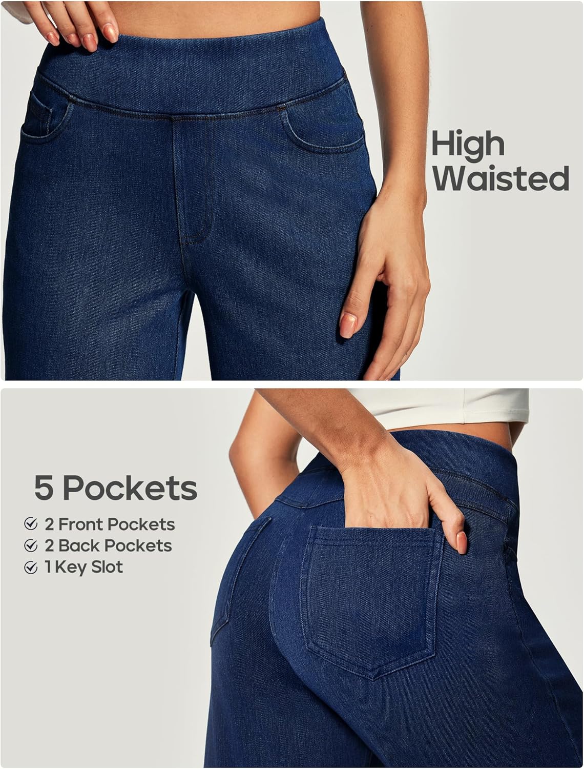 Heathyoga Wide Leg Jeans Woman High Waist Pull On Baggy Jeans for Women Stretchy Jean Pants Straight Leg Denim Pants - Image 5