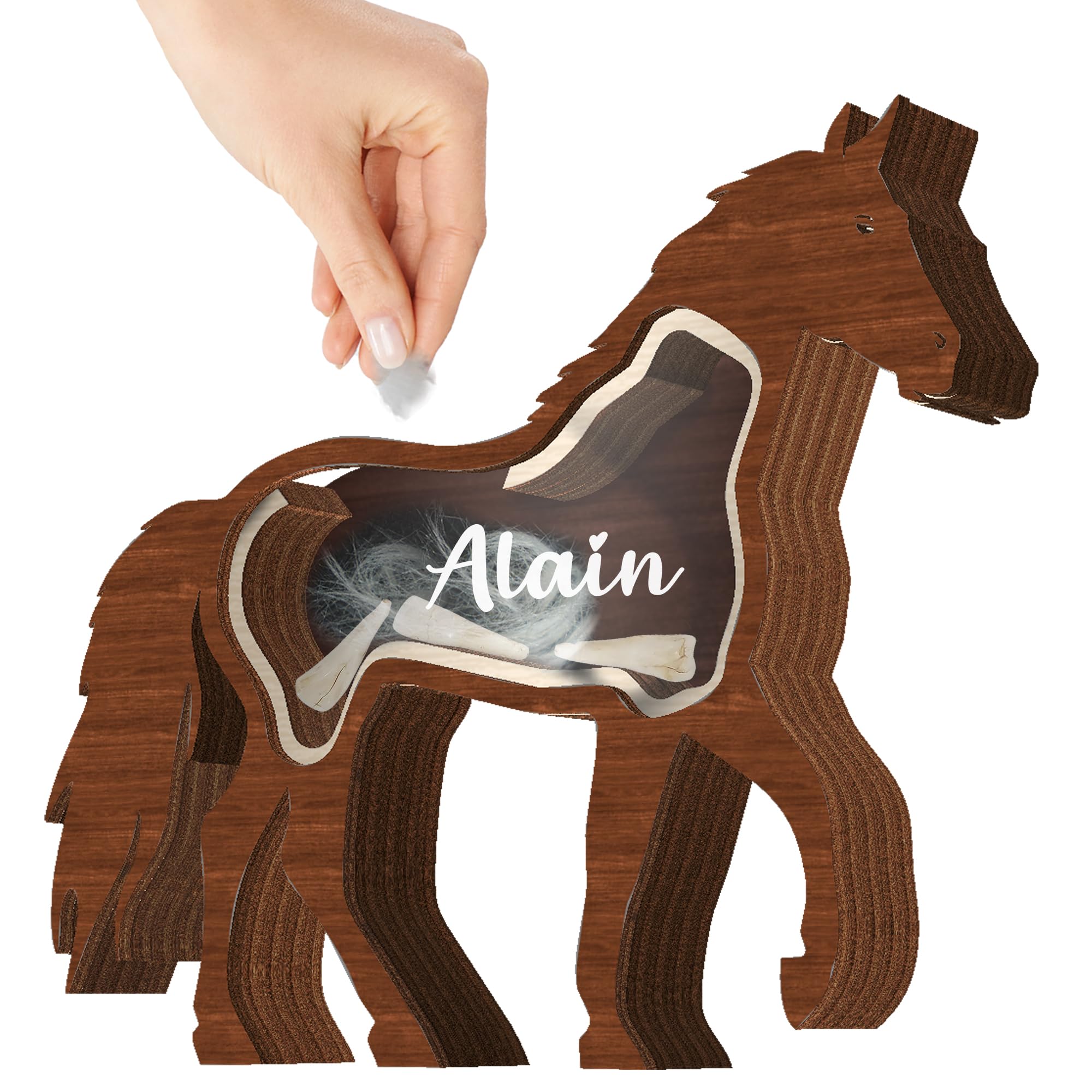 Caja de recuerdo personalizada con forma de caballo, regalo único de madera para mascotas, regalo conmemorativo para guardar pelo, uñas, dientes, cenizas, decoración de mesa, idea de regalo para