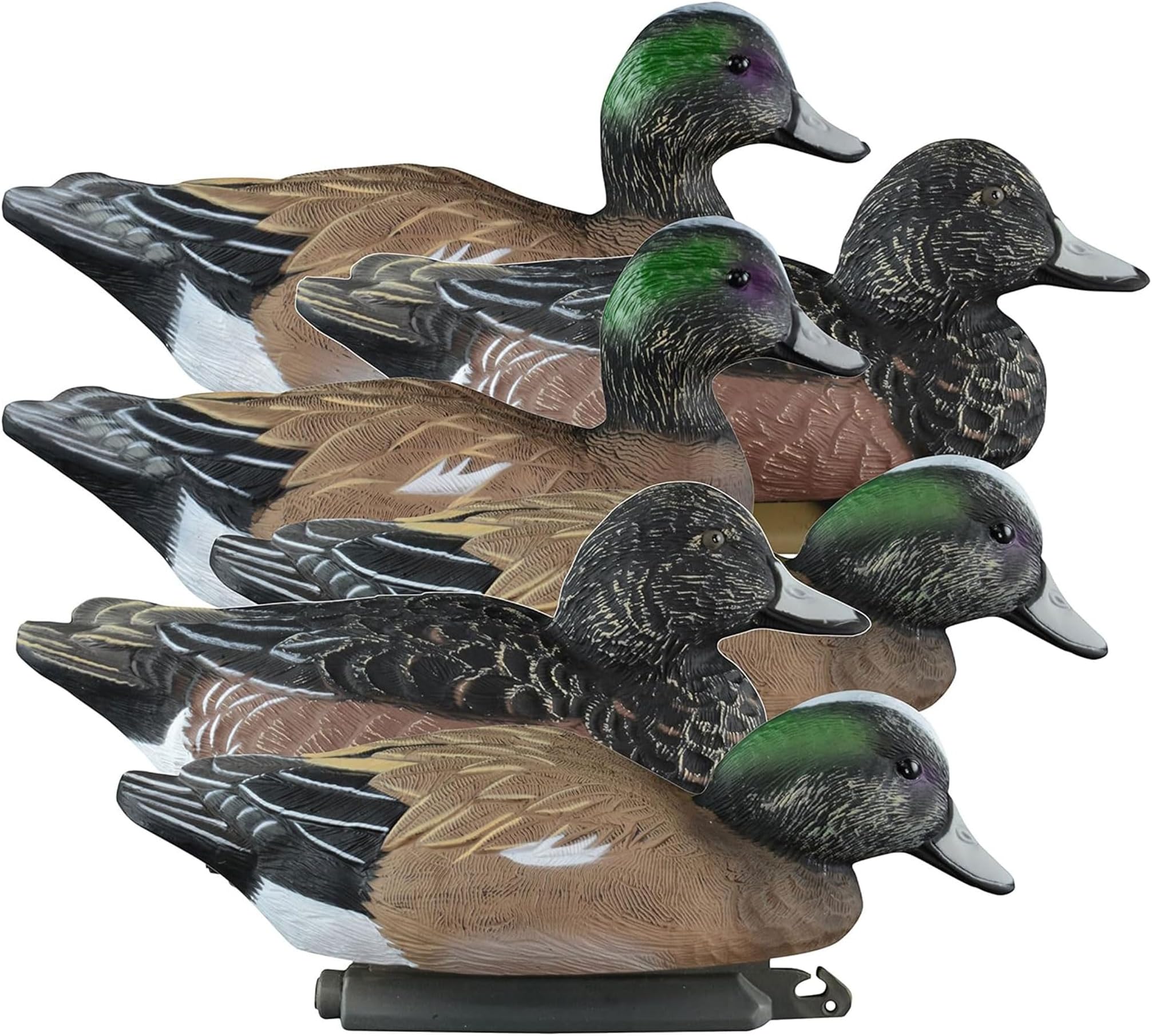 Higdon Outdoors Standard Widgeon Floater Duck Decoys | Ultra Realistic Drake & Hen Decoys for Waterfowl Hunting | 2 Upright & 2 Skimmer Drakes & 2 Resting Hens| Foam-Filled | 6pk
