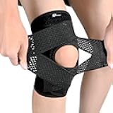 Knee Brace with Side Stabilizers for Meniscus Tear, Adjustable Knee Wrap for Pain Relief, Breathable Compression Knee Support for Knee Pain, ACL, MCL, Arthritis, Sports, Women&Men (Black, Large)