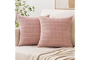Pack of 2 - Woaboy Dusty Pink Corduroy Throw Pillow Covers