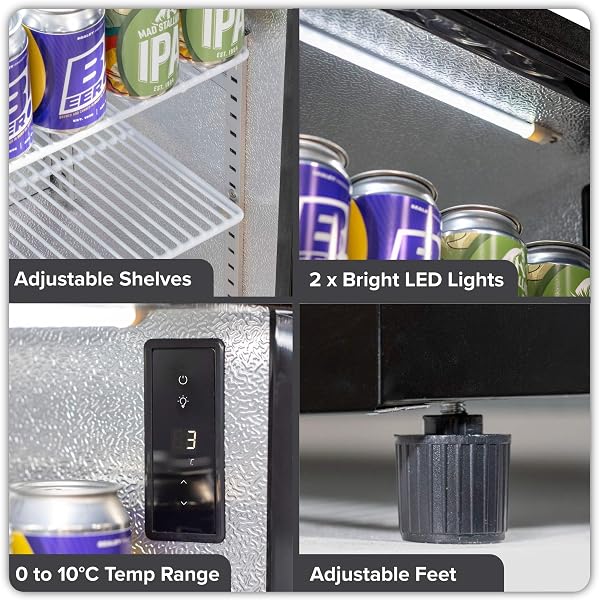 Baridi Back Bar Drinks Fridge with Hinged Double Door, 190L Capacity - DH272 - 5