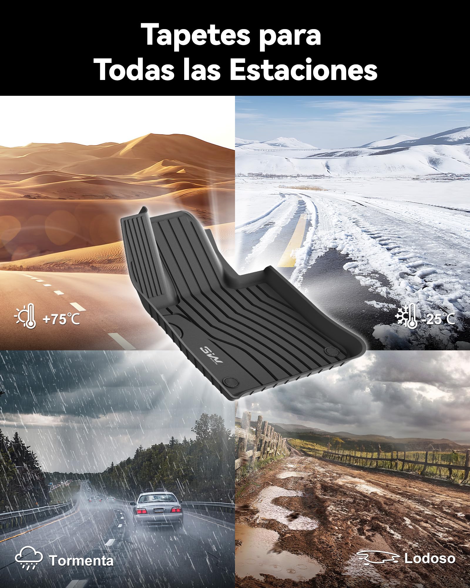 3W Alfombrillas de Coche y Maletero Compatible con Benz GLC X254 2023-2025 2026, Thorex™ Alfombrillas para Todo Tipo de Clima para Benz GLC la 1ª y 2ª Fila Juego Completo, Negro