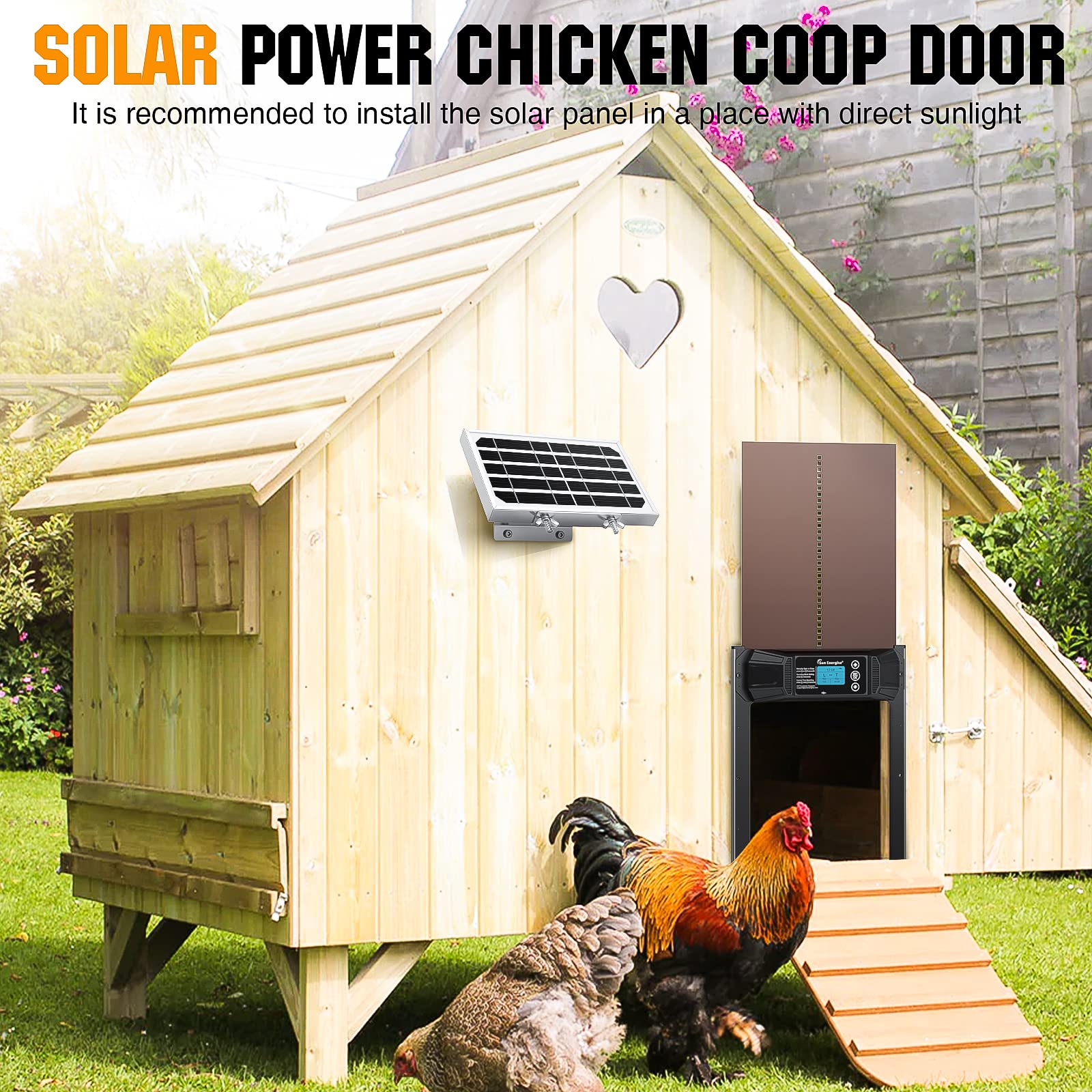 Panel Solar de 2W 5V para Puerta de gallinero, abridor de Puerta automático de gallinero con energía Solar, Panel Solar eléctrico para Puerta de gallinero