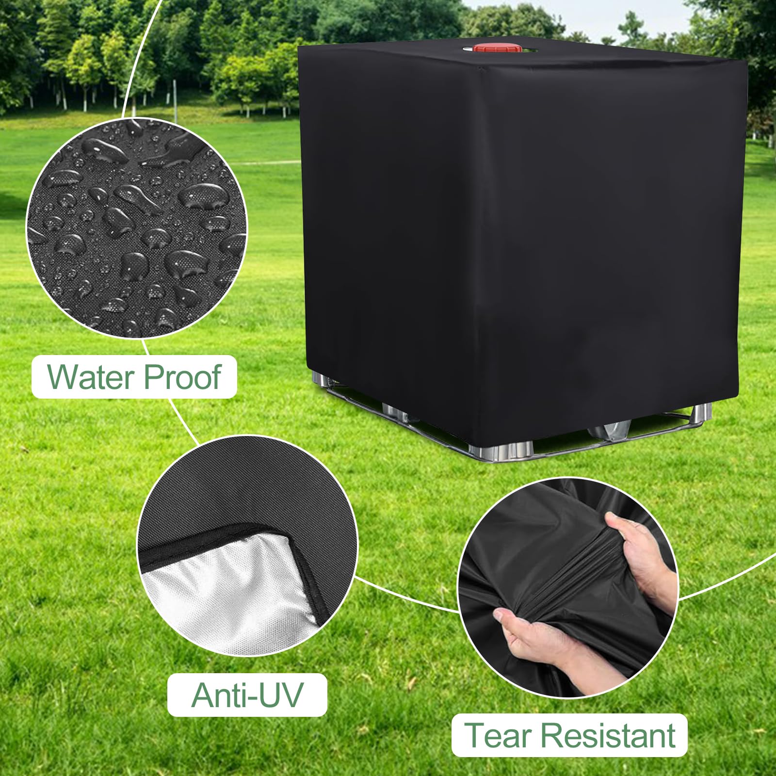 XHHBS IBC Tote Cover 275 Gallon/1000L Water Tank Cover Protettiva, IBC Tote Cover Impermeabile for Barile di Acqua Piovana (Color : Gray, Size : 81 * 61 * 100cm