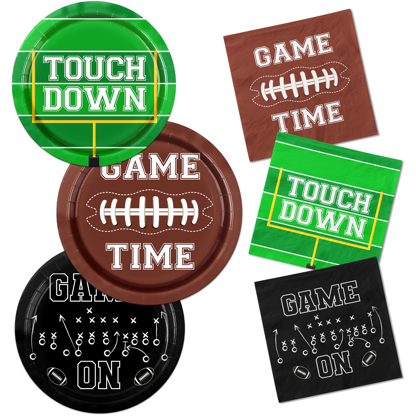 Football Party Supplies Football Plates and Napkin Serve 30,Football Theme Tableware for Events Football Frenzy Game Time Tailgate Sports Luncheon