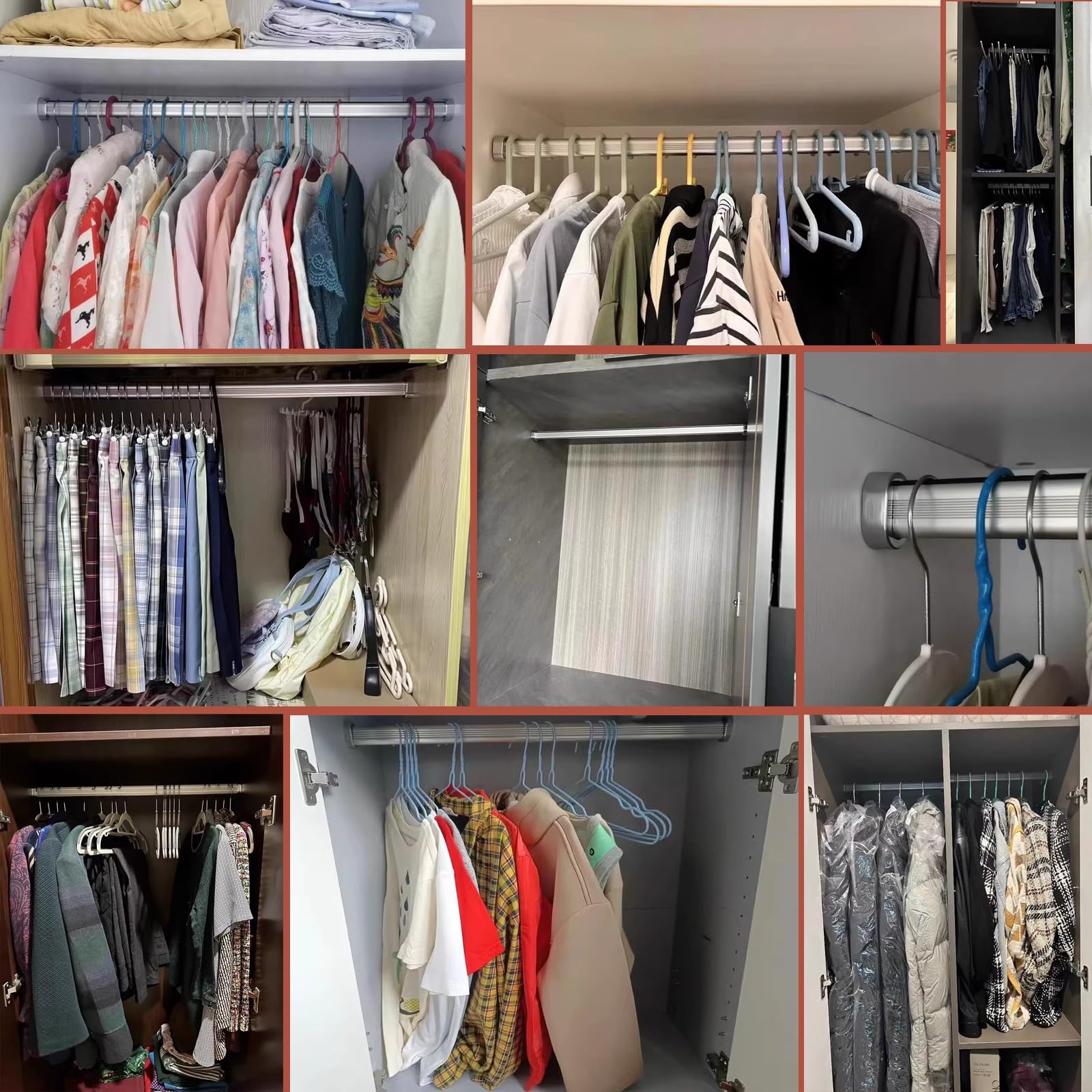 kleiderstange schrank Kleiderstange Und Befestigungen 40 50 70 75 80 90 100 110 120 150 Cm Lang, Auf Maß Zuschneidbar, Starke, Strapazierfähige Kleiderstangen Und Halterungen(Champagne Color,60cm/23.6