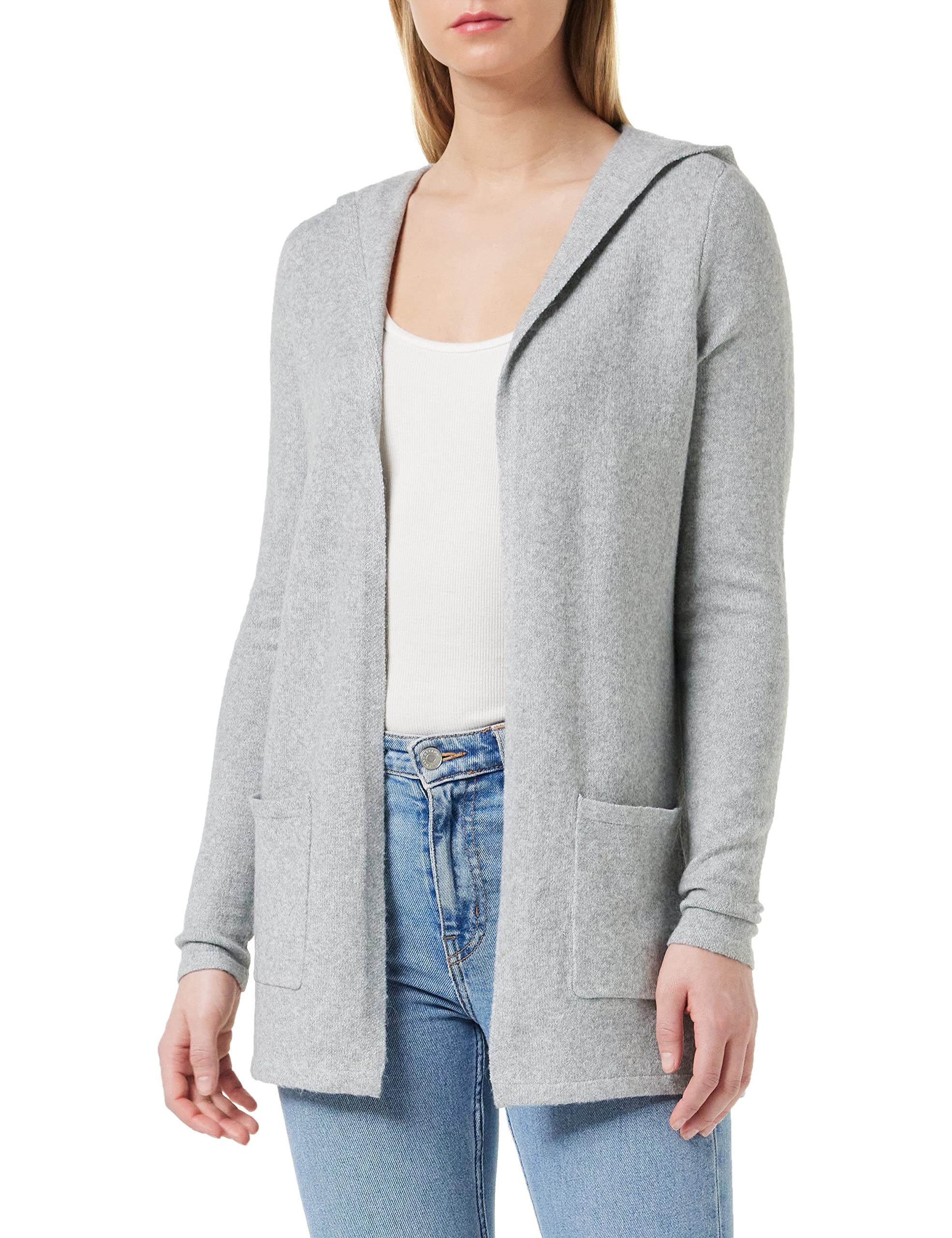 Vero Moda Women's Vmdoffy Ls Open Hood Cardigan Ga Noos Cardigan Sweater