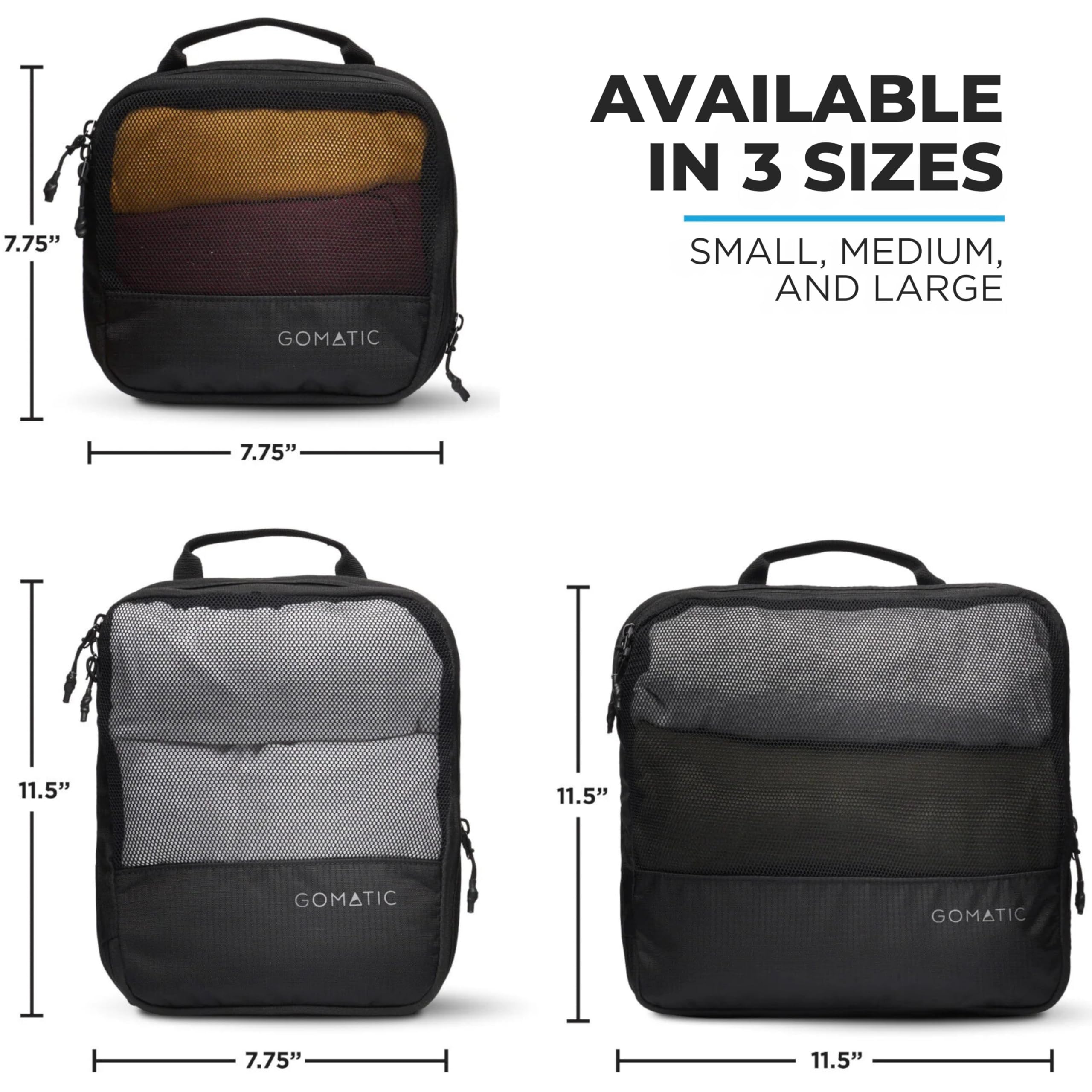 Gomatic Inpakkubussen, Compressie Bagage Organisatoren voor Carry-On, Koffers, Reistassen, Medium - Grijs Gomatic Inpakkubussen, Compressie Bagage Organisatoren voor Carry-On, Koffers, Reistassen, Medium - Grijs