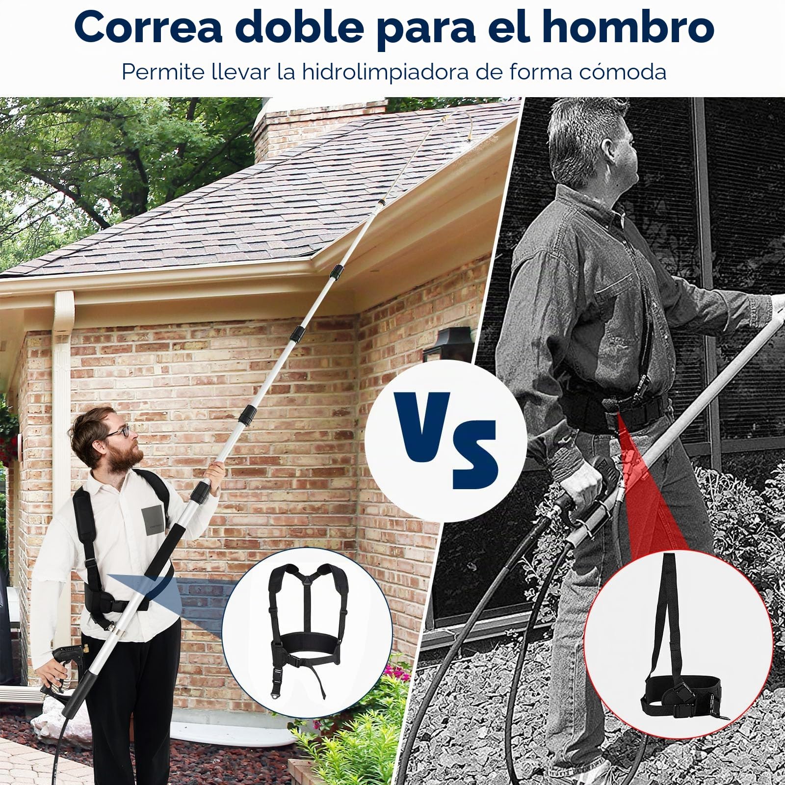 RELAX4LIFE Varillas de Extensión de 5,5 M para Hidrolimpiadora, Tubo de Chorro Telescópico, Limpiador de Alta Presión con Boquilla, Lanza Telescópica, Mango Telescópico con Correa de Sujeción