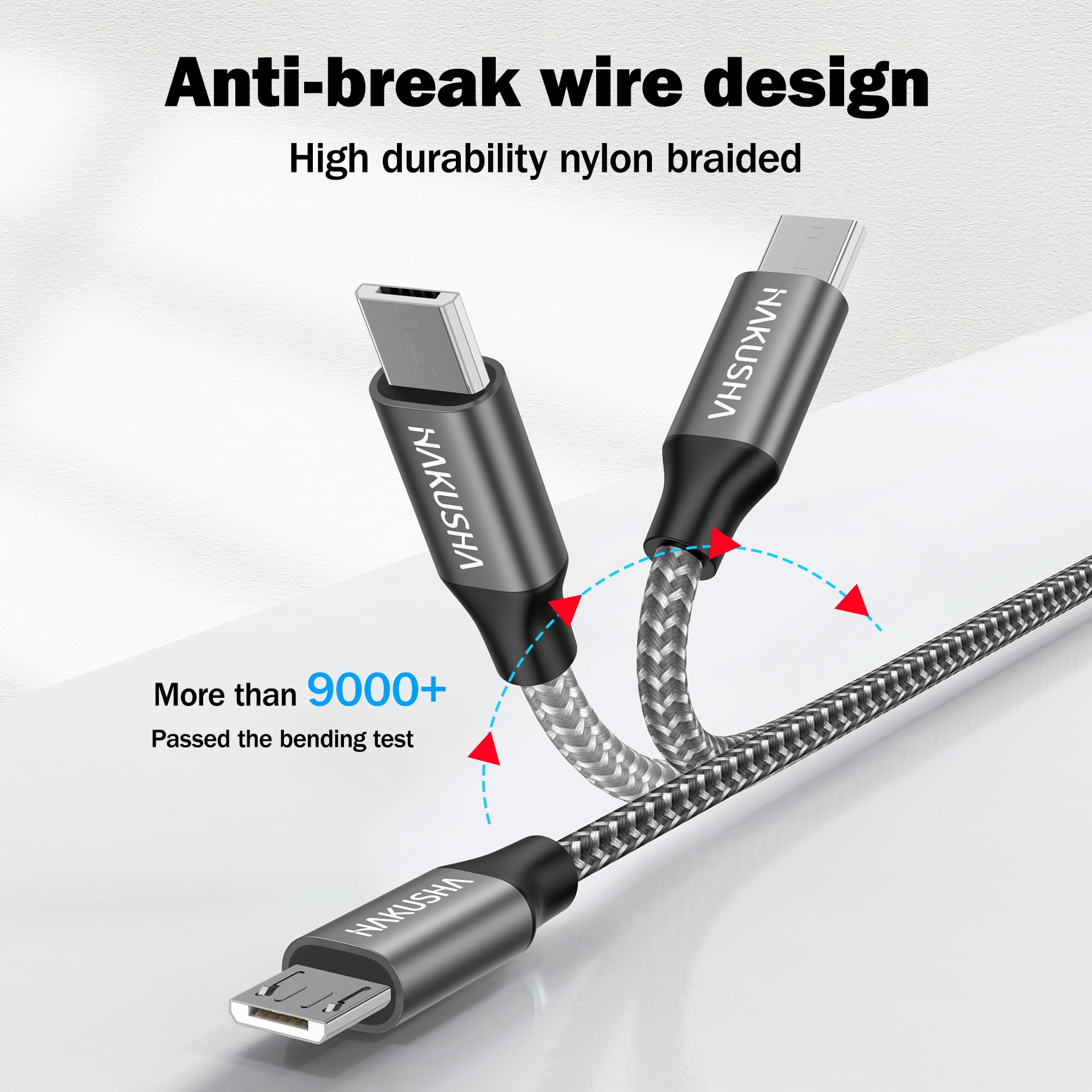 Cavo Micro USB,[2 Pezzi:0.3m+0.3m] Cavo USB Micro USB Nylon Cavo Android Trasferimento Dati e Ricarica Rapida Compatibile con Samsung S5/S6/S7, Huawei, HTC,LG,HTC,Kindle, PS4,Redmi