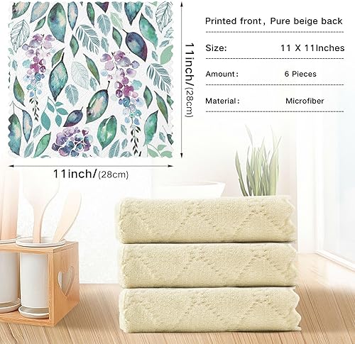 Miniatura 3 de FRODOTGV Blue Green Watercolor Leaves Winter Color Microfiber Dish Towel Washcloth Funny Kitchen Tea Towels Hand Towels Absorbent Kitchen Hand