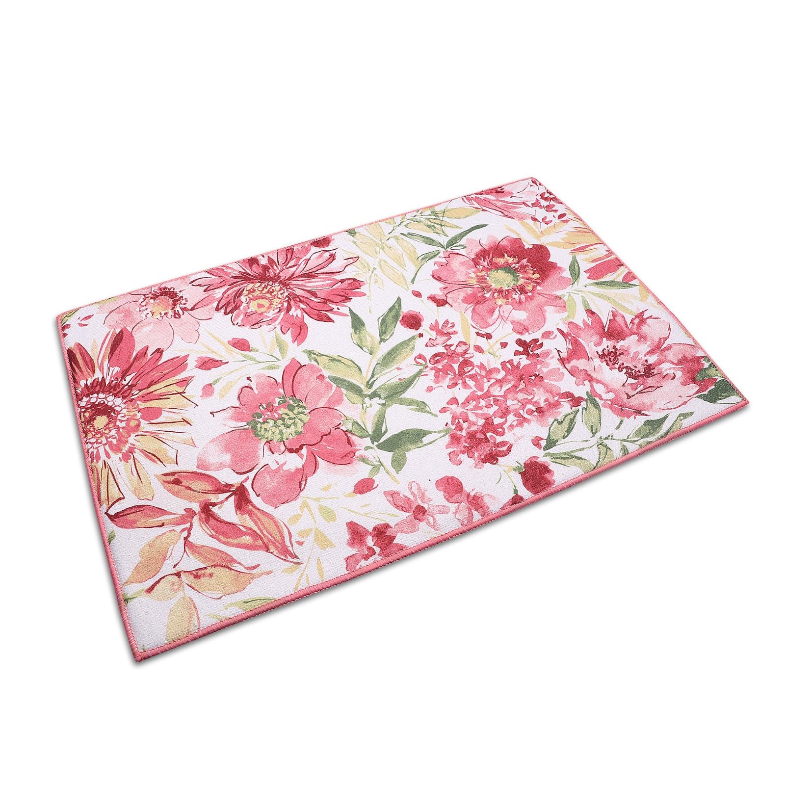 OAN Ultra Absorbent Reversible 58x38 cm Microfiber Dish Drying Mat and Protector for Kitchen Counter Tops, Sinks - Folds for Compact Storage - Extra Large, (Pink Flower and Blue) (Pack of 2) 2