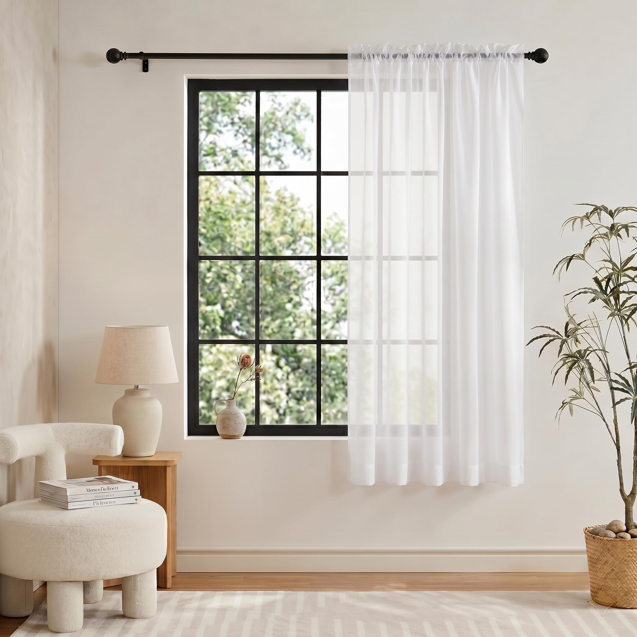 PONY DANCE White Net Curtains for Windows 72 Drop - Slot Top Voile Curtains, Lightweight Sheer Panel for Living Room Bedroom, 60x72 Inches (152x183cm), 1 Panel โ image 1