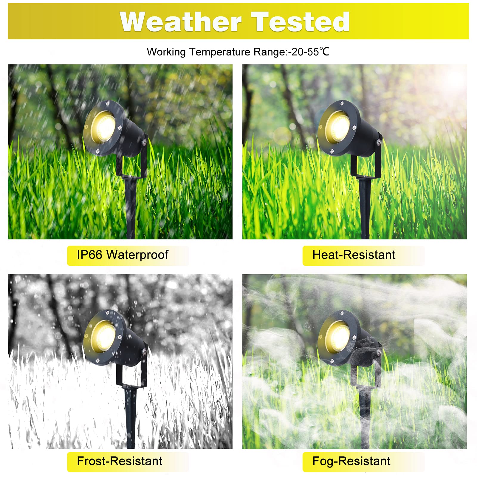 Gartenleuchte mit Erdspieß 4W LED Gartenstrahler mit GU10 IP66 Wasserdicht Gartenlampe mit Stecker Warmweiß 3000K Led Strahler für Außen Garten Rasen Baum Wiese(2er Pack)