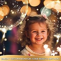 Vista 6 de 10 globos LED iluminados para fiestas, globo transparente de 18 pulgadas con cadena de luces doradas e interruptor individual, decoraciones