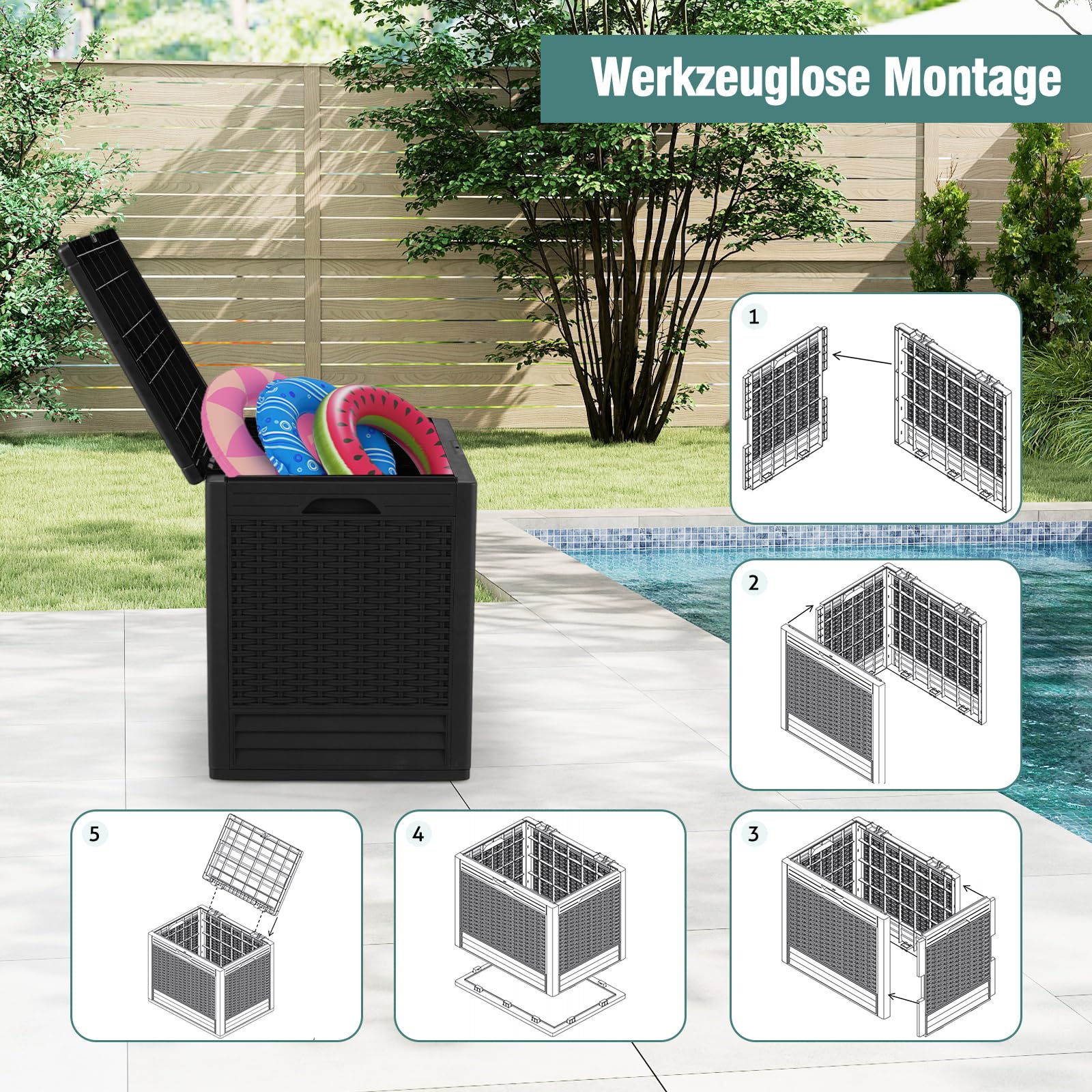 Ondis24 Kussenbox, balkonbox, zwembadbox, afsluitbaar met deksel, regenbestendig, zitkubus, 58 x 44 x 55 (H) cm, 113 liter, antraciet (113 liter, antraciet Ondis24 Kussenbox, balkonbox, zwembadbox, afsluitbaar met deksel, regenbestendig, zitkubus, 58 x 44 x 55 (H) cm, 113 liter, antraciet (113 liter, antraciet