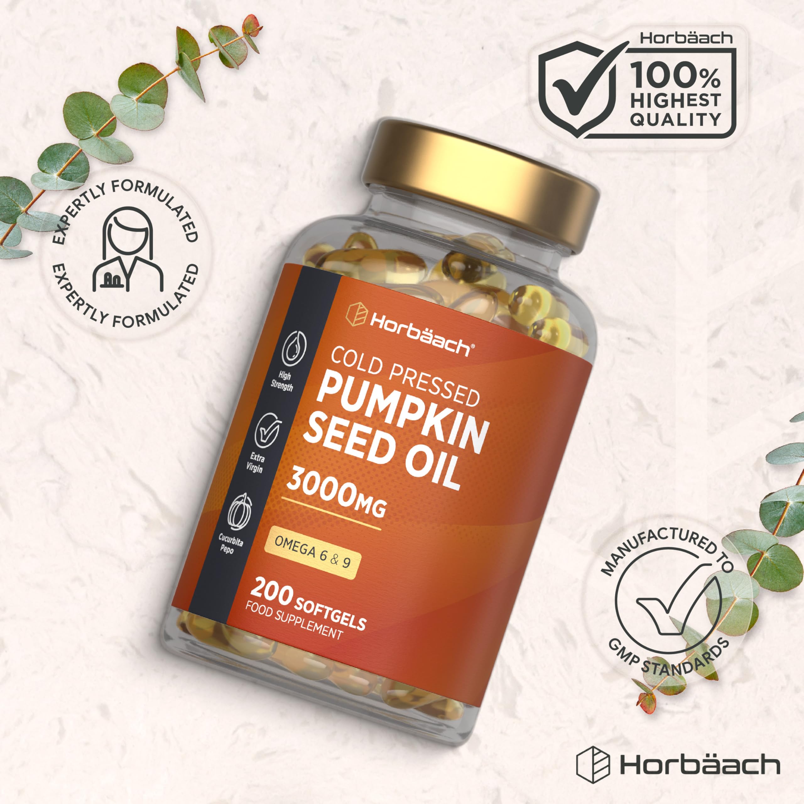 Integratore Olio Di Semi Di Zucca 3000mg &ndash; 180 Capsule &ndash; Spremuto A Freddo