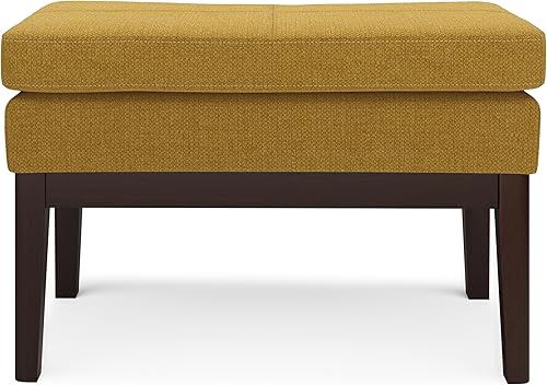 Miniatura 4 de SIMPLIHOME Carlson - Banco otomano rectangular de mediados de siglo de 27 pulgadas de ancho en caléndula para sala de estar y dormitorio