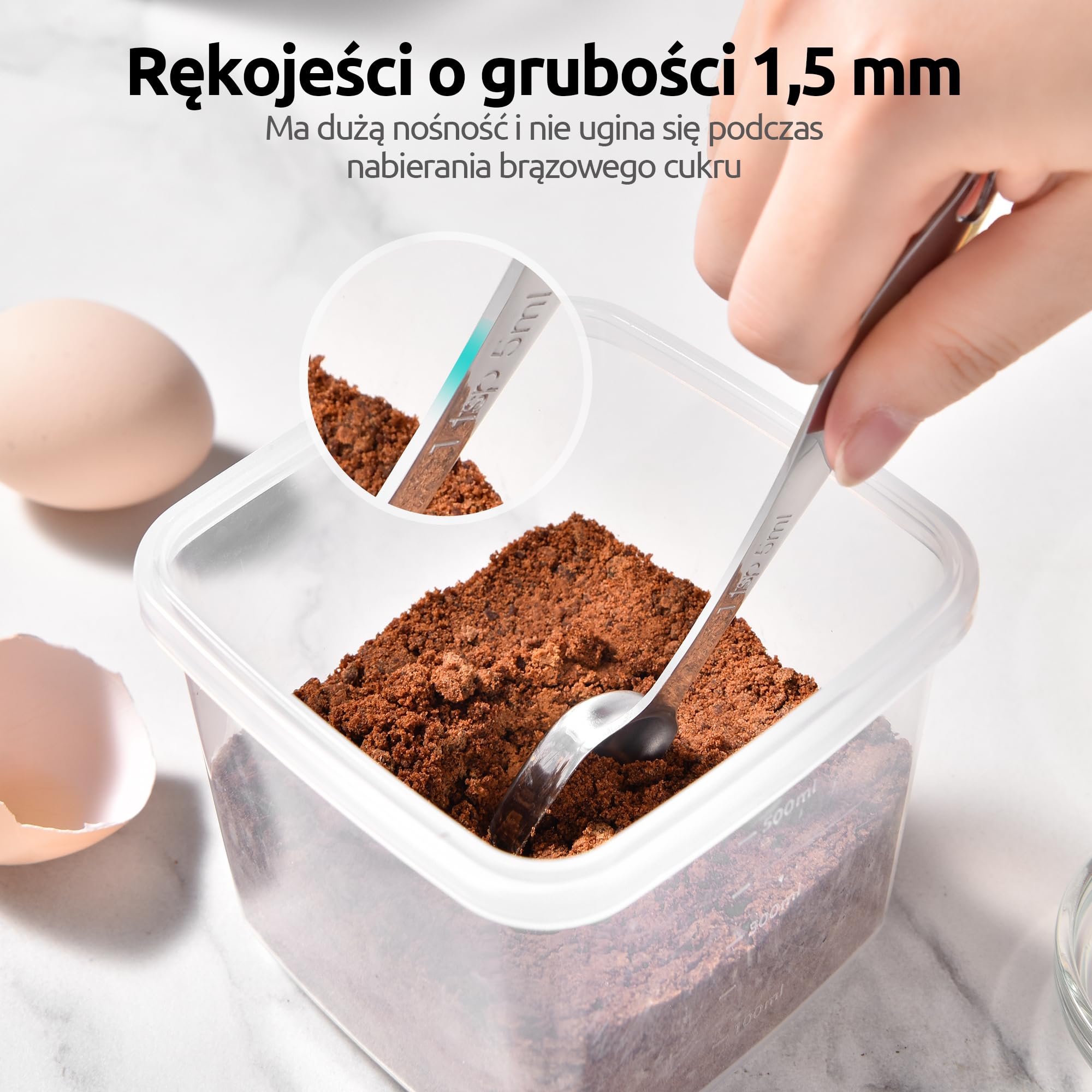 U-Taste Łyżki pomiarowe ze stali nierdzewnej 18/8, kwadratowa metalowa miarka łyżeczka do herbaty łyżka stołowa z niwelatorami do suchych lub płynnych składników, gotowanie pieczenie, pasuje do