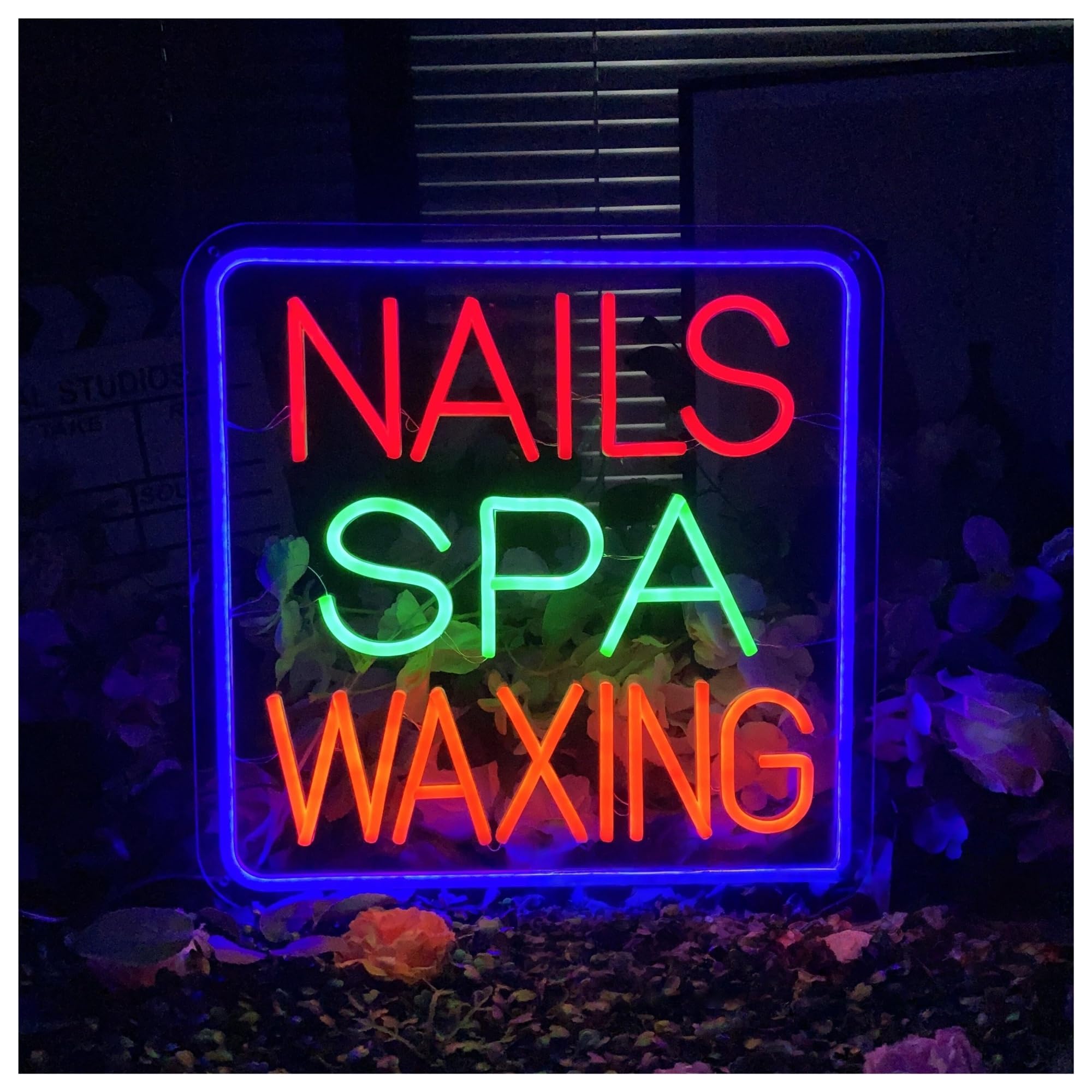RONGCH Hanging Art Signs Nails Spa Waxing Neon Sign Beauty Salon Decor Storefront Window Display Business Entrance Cozy Home Spaces 45cm