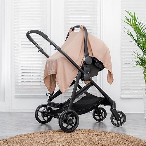 Miniatura 2 de Comfy Cubs Funda para Asiento de Coche de Bebé - Mezcla Suave y Transpirable de Rayón de Bambú y Algodón Muselina - Toldo Ligero para Protección