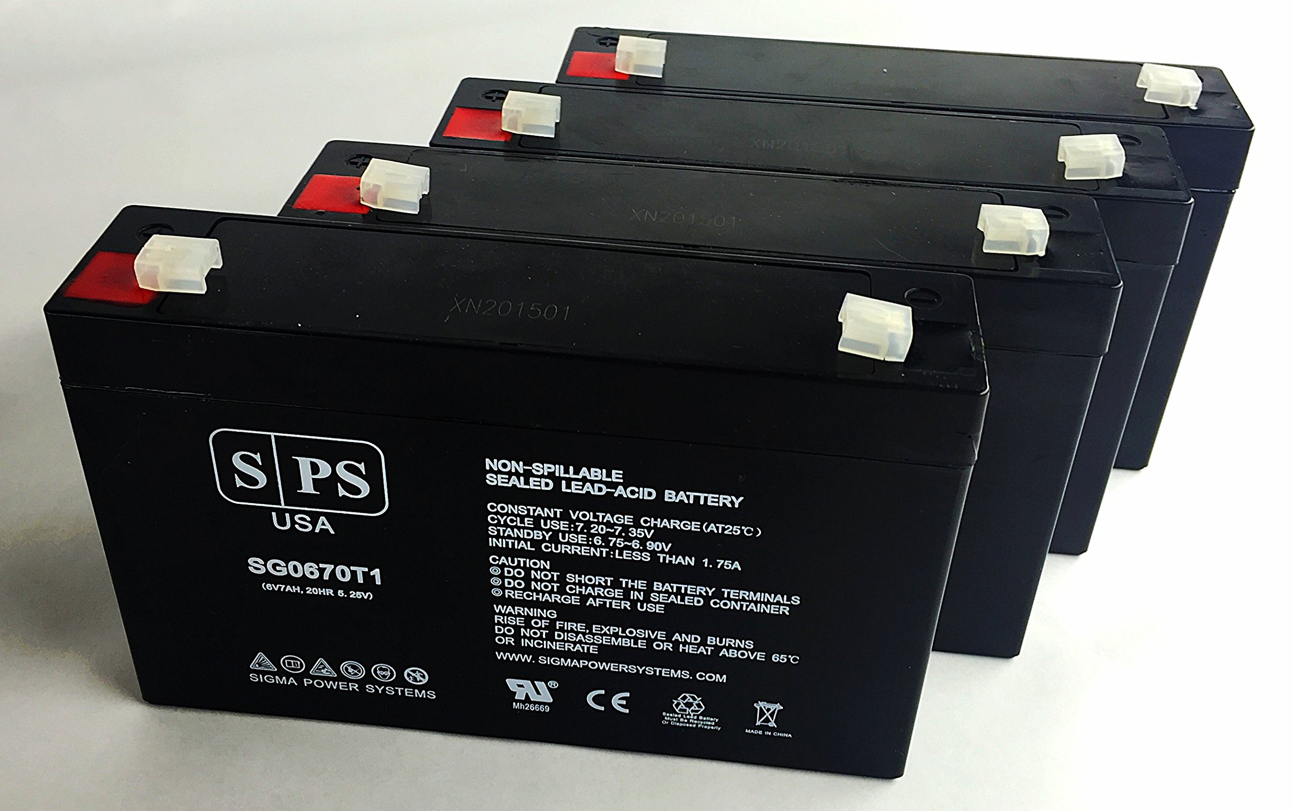 SPS Brand 6V 7Ah Replacement Battery for CSB HRL634W 6V 7Ah Sealed Lead Acid Battery (4 Pack)
