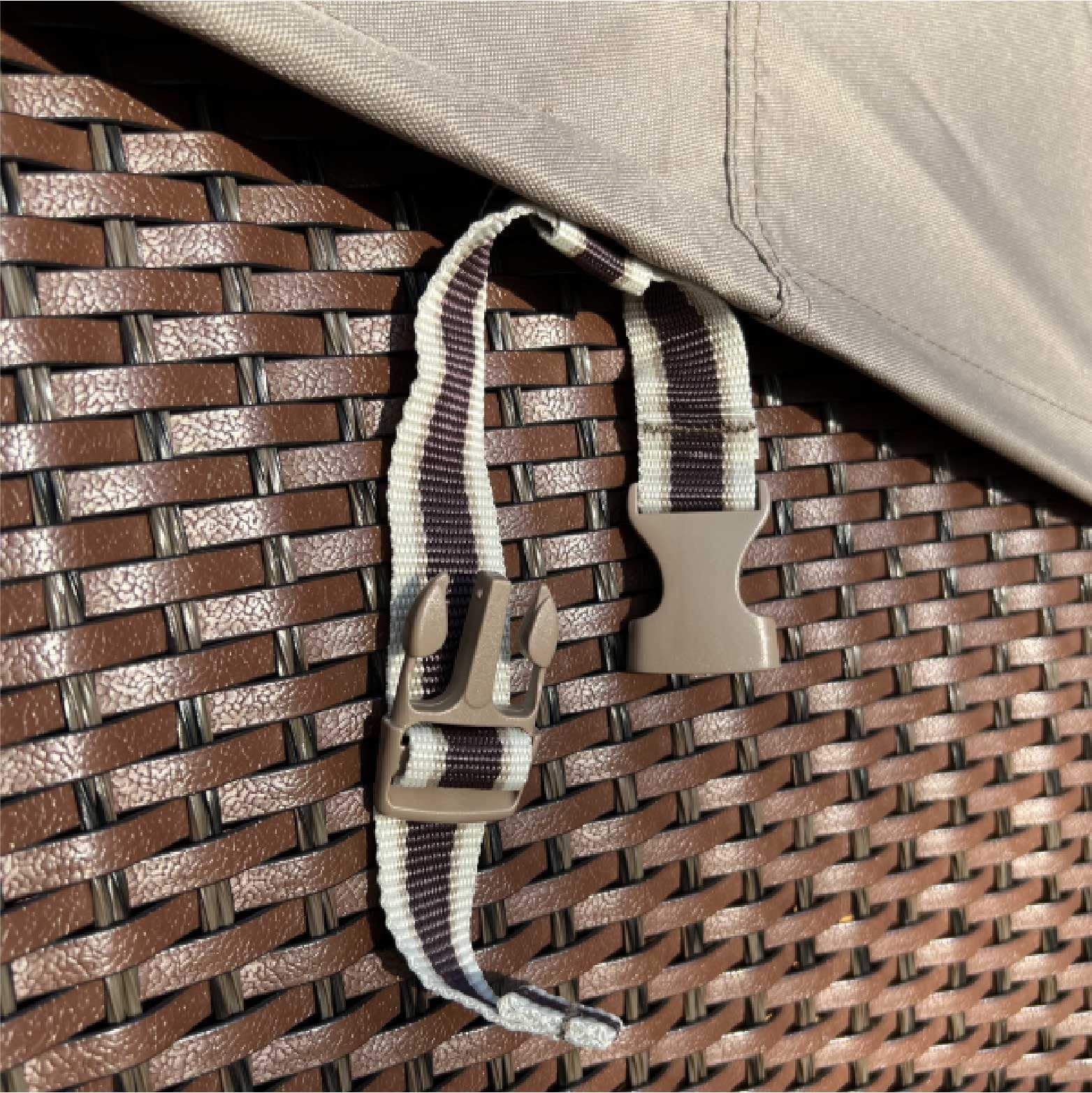 Abdeckhaube für L-Förmiges Sofa 310 x 310 x 100 H: 70 cm | Atmungsaktiv | Wasserdicht | UV - beständig | Doppelt genähte, PU-versiegelte Naht | Elastischer Kordelzug |