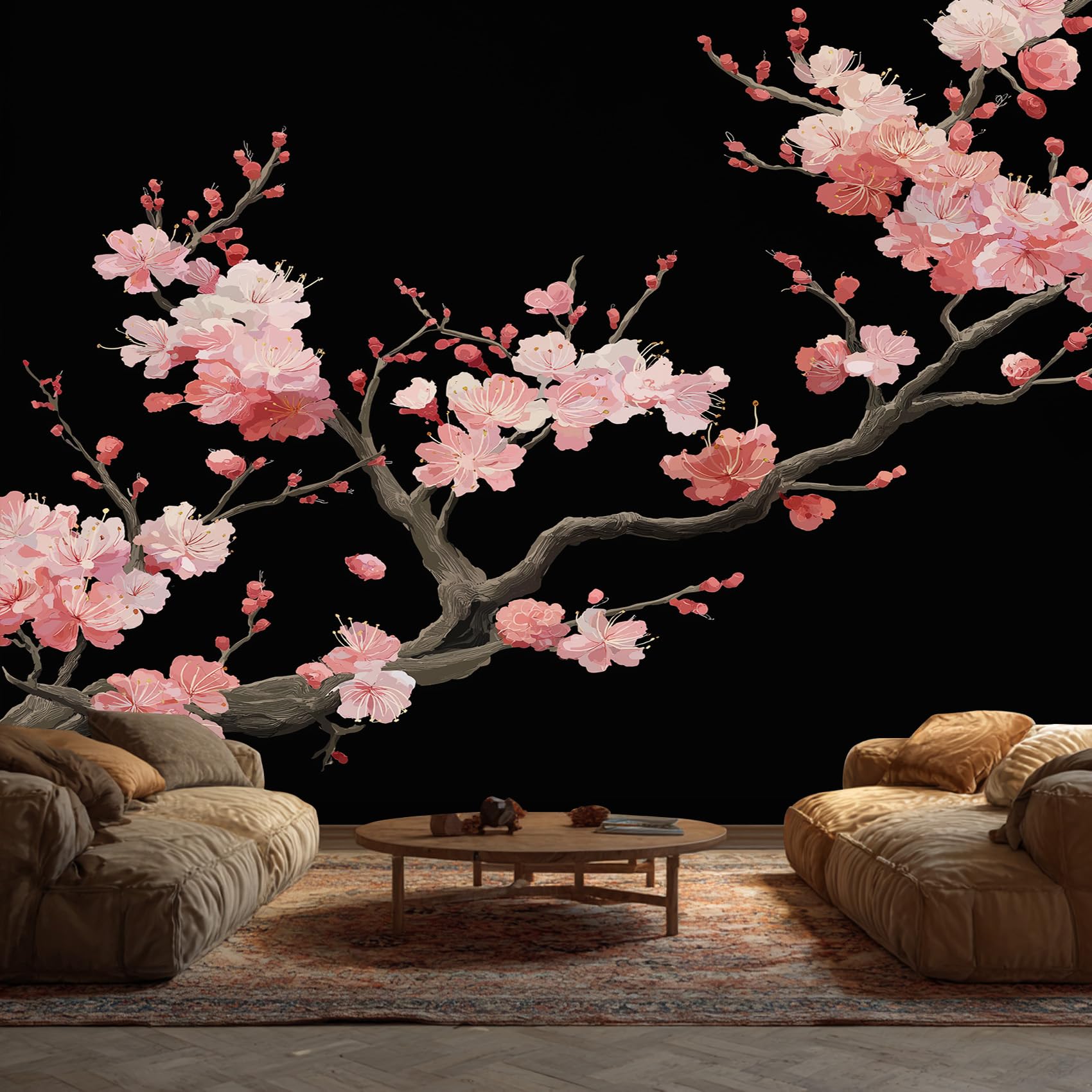 Japanese Cherry Blossom Wallpaper - Pink Floral Wall Mural - Wall Murals for Living Room Bedroom - Photo Wallpaper & Home Decor Art - 400 x 280 cm A-6181