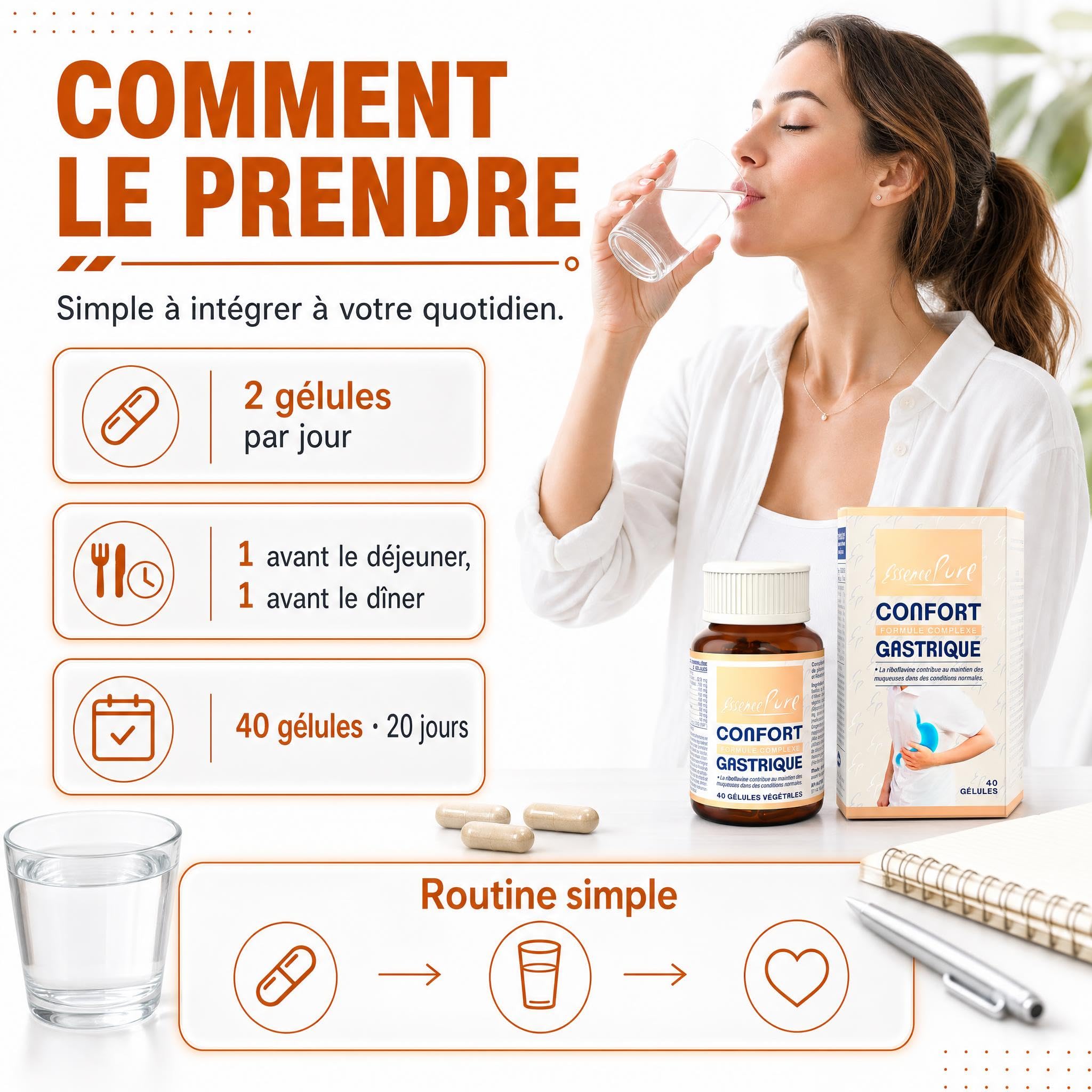 Gutgard® Réglisse déglycyrrhiziné + Mucosave® Nopal & Olivier | Aloe Vera, Griffe de Chat, Guimauve, L-Glutamine | Confort Gastrique | 40 gélules | Essence Pure