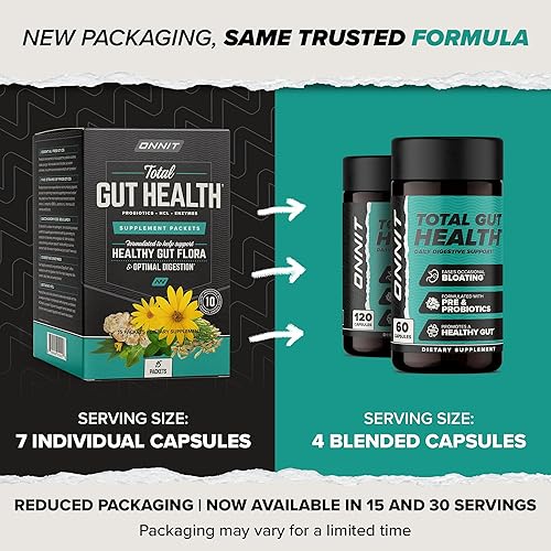 Miniatura 9 de ONNIT Total Gut Health - Suplemento digestivo diario IGEN(TM) probado sin OMG para mujeres y hombres con 7 cepas de probióticos, prebióticos,