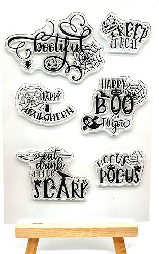 NZJ Happy Boo to You - Sello transparente de Halloween con fondo de silicona transparente para derrames y salpicaduras, para álbumes de recortes,