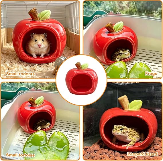 Ceramic Hamster Hideout, Apple-Shaped Hamster House
