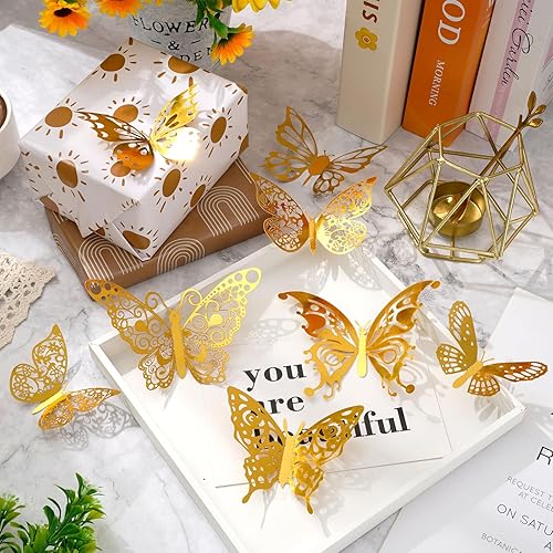 Miniatura 5 de Whaline 12 piezas de papel de regalo bohemio moderno bohemio con margaritas, arco iris, sol, papel de arte a granel, plegado plano para baby shower,