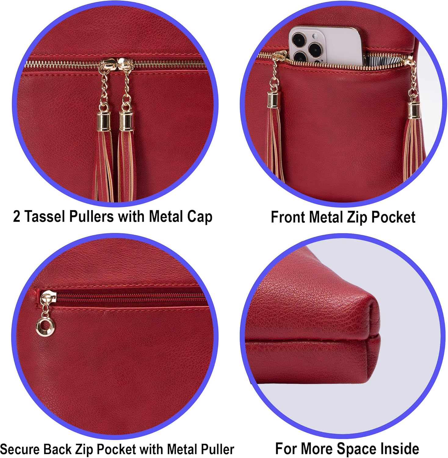 Solene Womens Lightweight Medium Crossbody Purse with Tassel, Perfect Size Crossbody Bags for Daily Use, travel - Image 8