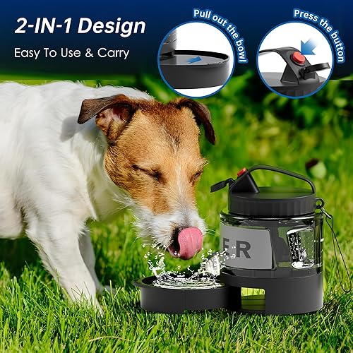 Miniatura 4 de Botella de agua portátil para perros, dispensador de agua grande de viaje de 54 onzas para perros, artículos esenciales para acampar, playa,