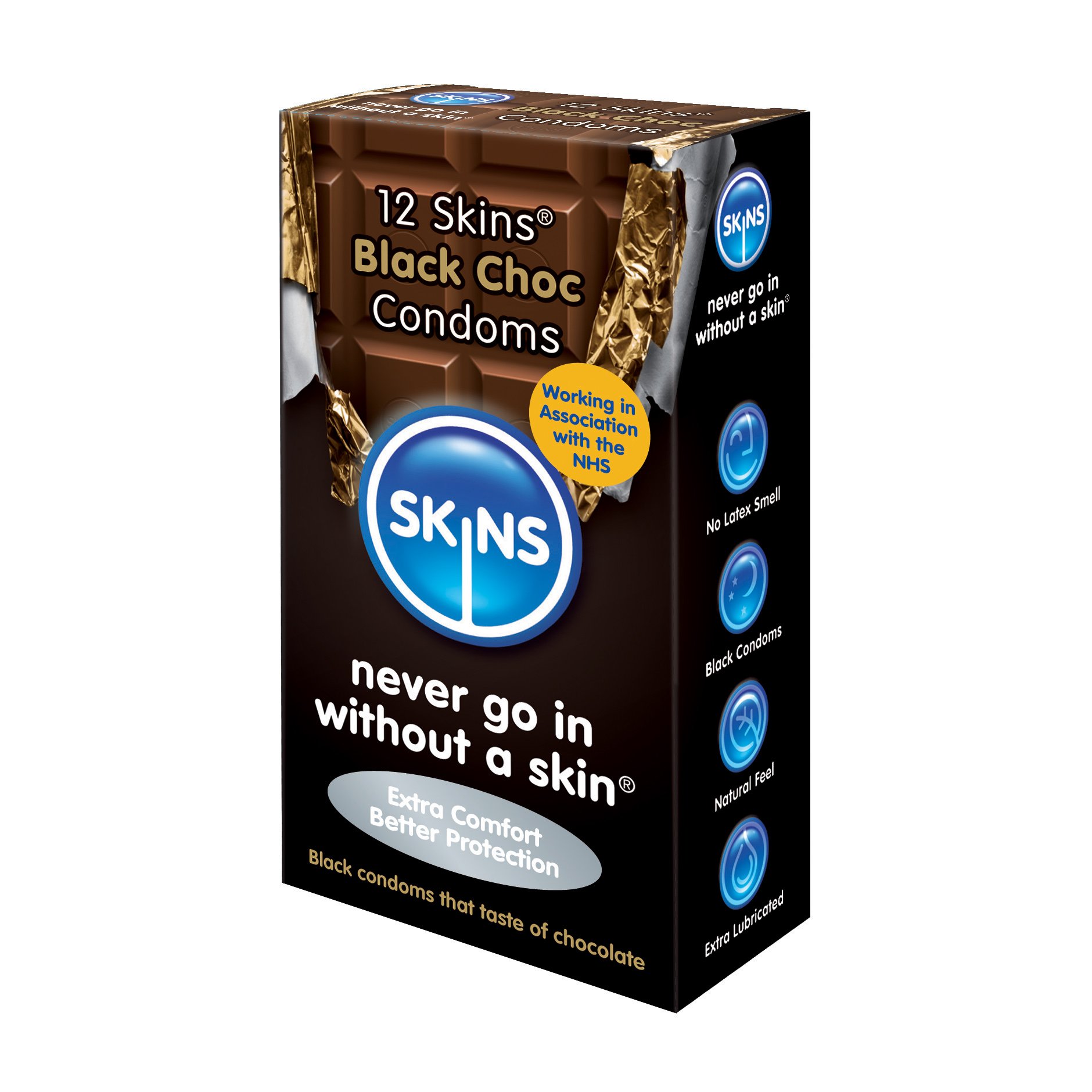 Skins Chocolate Flavoured Condoms Thin Extra Feel, 8 Pack of Premium Skins Flavoureds Extra Safe Pleasure Condom for Adults, Ultra Thin for Oral Extra Pleasure