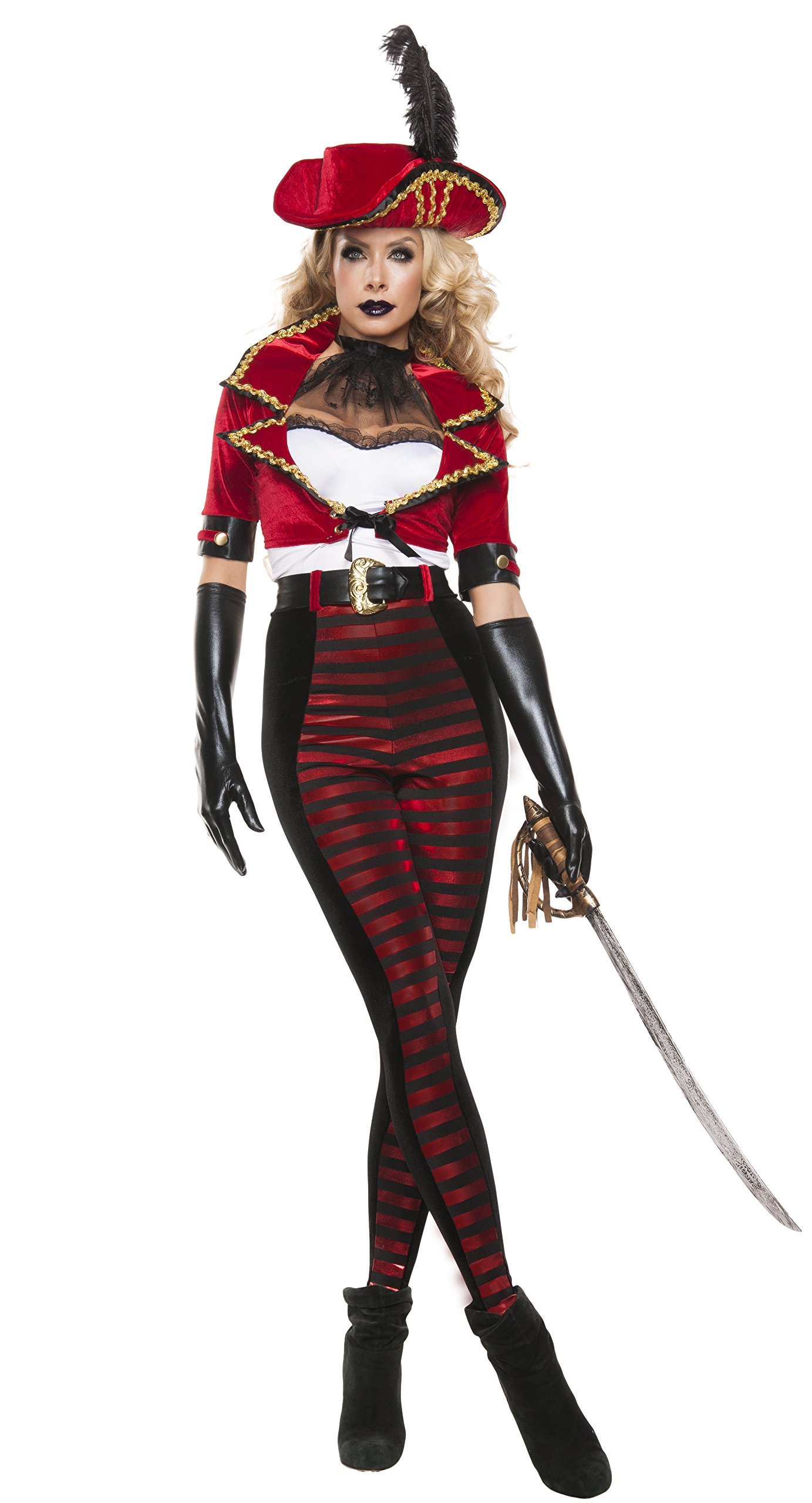 StarlineStarline Women's Midnight Pirate Bolero Jacket Costume Set, Red/Black, Medium