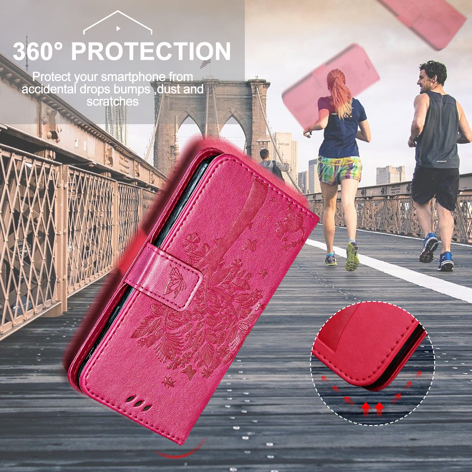 Grandoin Cover Huawei Y6 2018, Custodia Retro Flip Case Portafoglio 3D