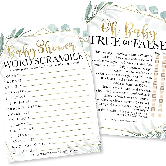 Buy Greenery Baby Shower Games Gender Neutral 2 Games Double Sided