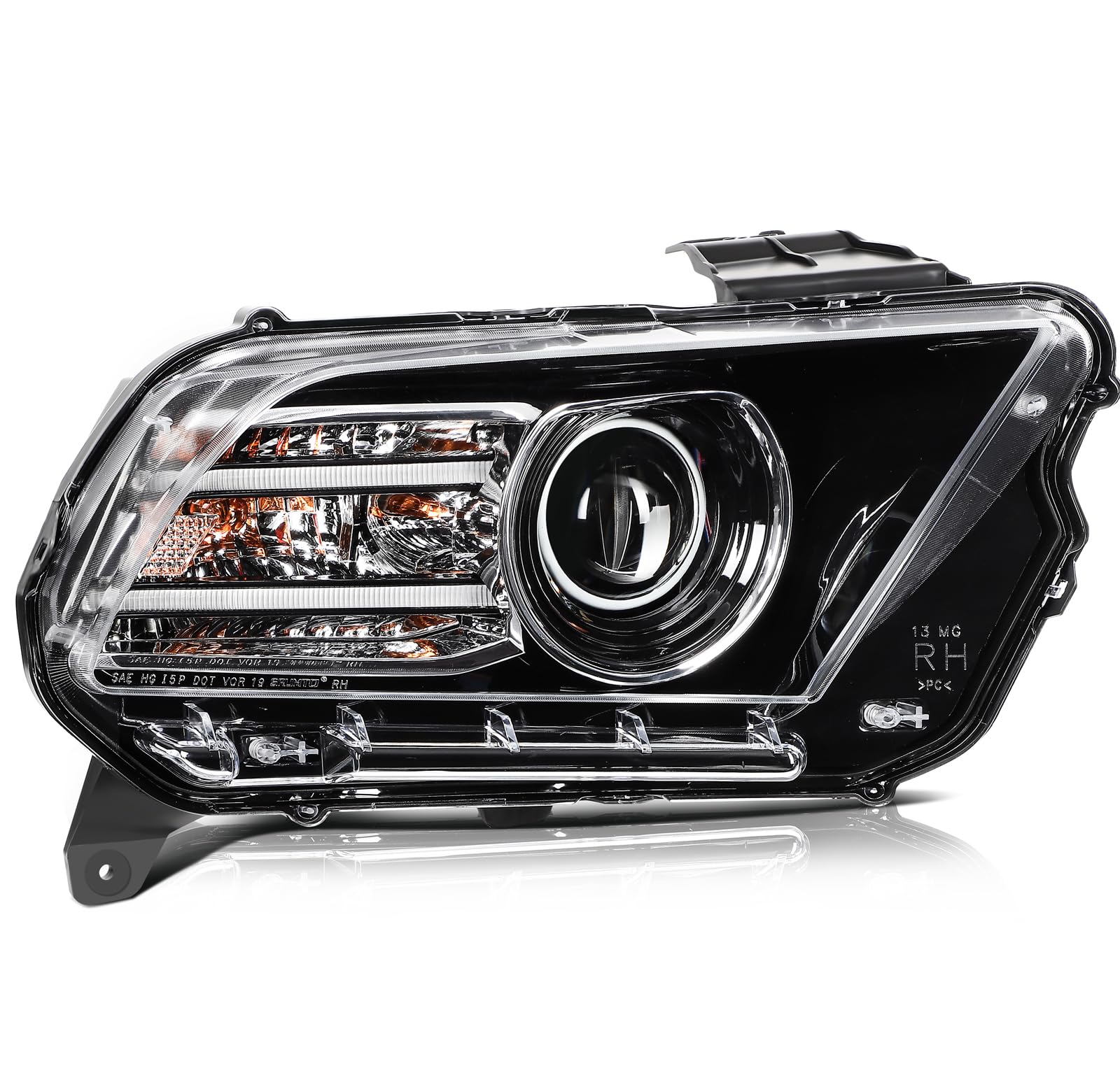 Headlight Assembly Fit for Ford Mustang 2013-2014 | Fit 2013-2014 for Ford Mustang Headlights | Passenger Side | Black Housing| OE#FO2519113