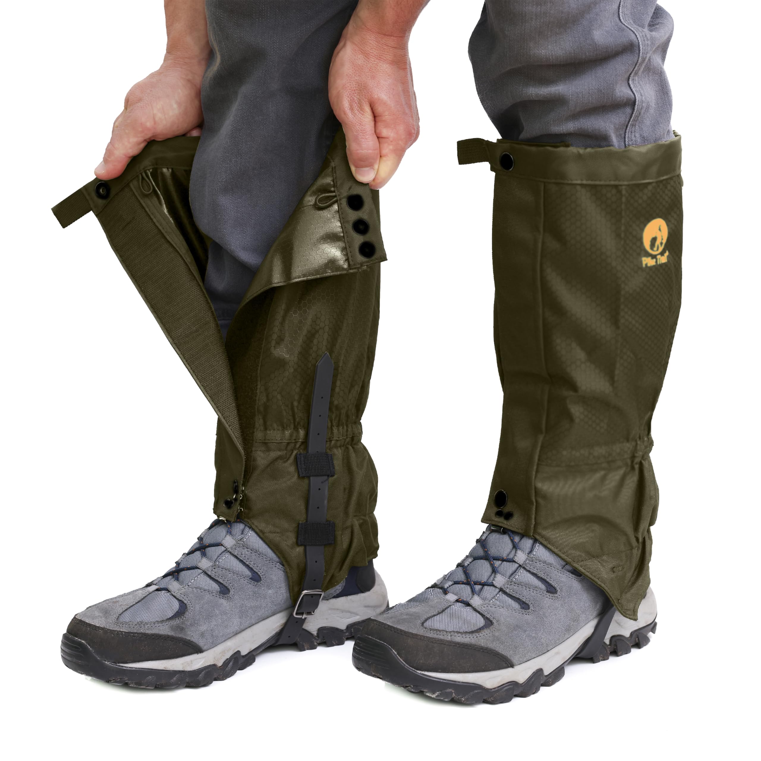 Pike Trail Adjustable Leg Gaiters - Lightweight, Waterproof - Leg Guards for Men & Women - Hiking Essentials Ideal for Hunting, Trekking & Fishing - Olive Drab - 1 Pair