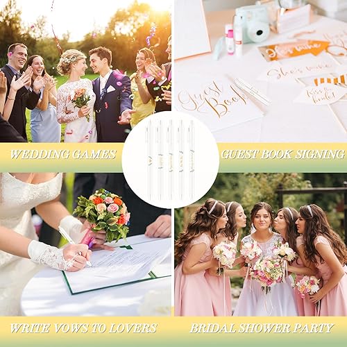 Miniatura 6 de Ctosree 50 bolígrafos de despedida de soltera, bolígrafos de boda para libro de visitas, bolígrafo retráctil de tinta negra, para propuesta de