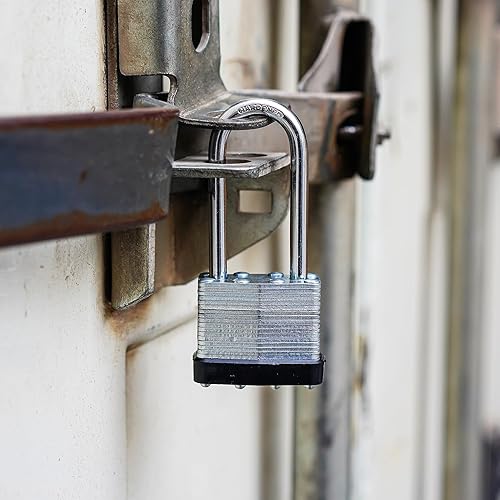 Miniatura 6 de 1 paquete de candados resistentes con grillete de 2 pulgadas, 2 llaves, acero endurecido de 1.575 pulgadas, con igual llave para cobertizos,