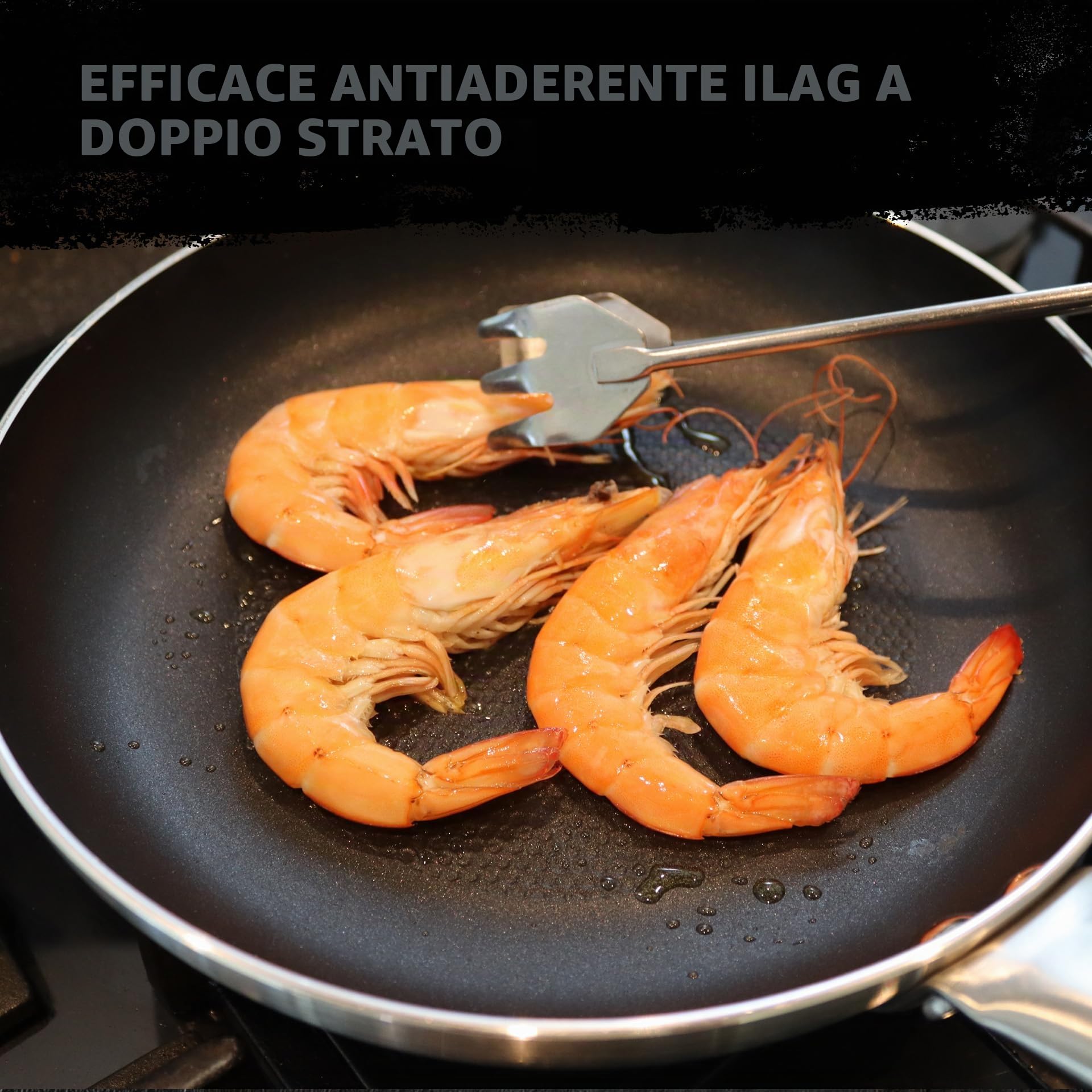FMProfessional Set di 3 padelle professionali 20/24/24 cm profonda, in alluminio leggero e resistente, adatte per induzione e tutti i tipi di cucine, antiaderente doppio strato, struttura a nido d'ape