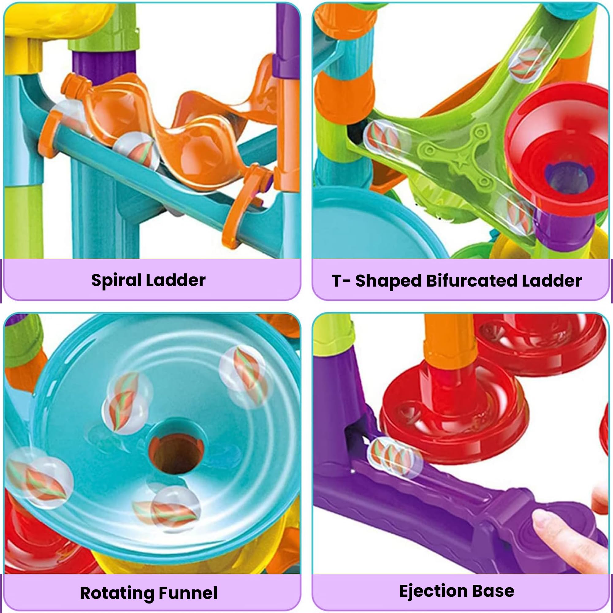 Kidology 3D Marble Run DIY Construction Building Blocks Toys for Kids Marble Race Track Play Set Assemble Tower Toy STEM Educational Toys Gift for Kids (Marble Run Track, 113 PCs) 2