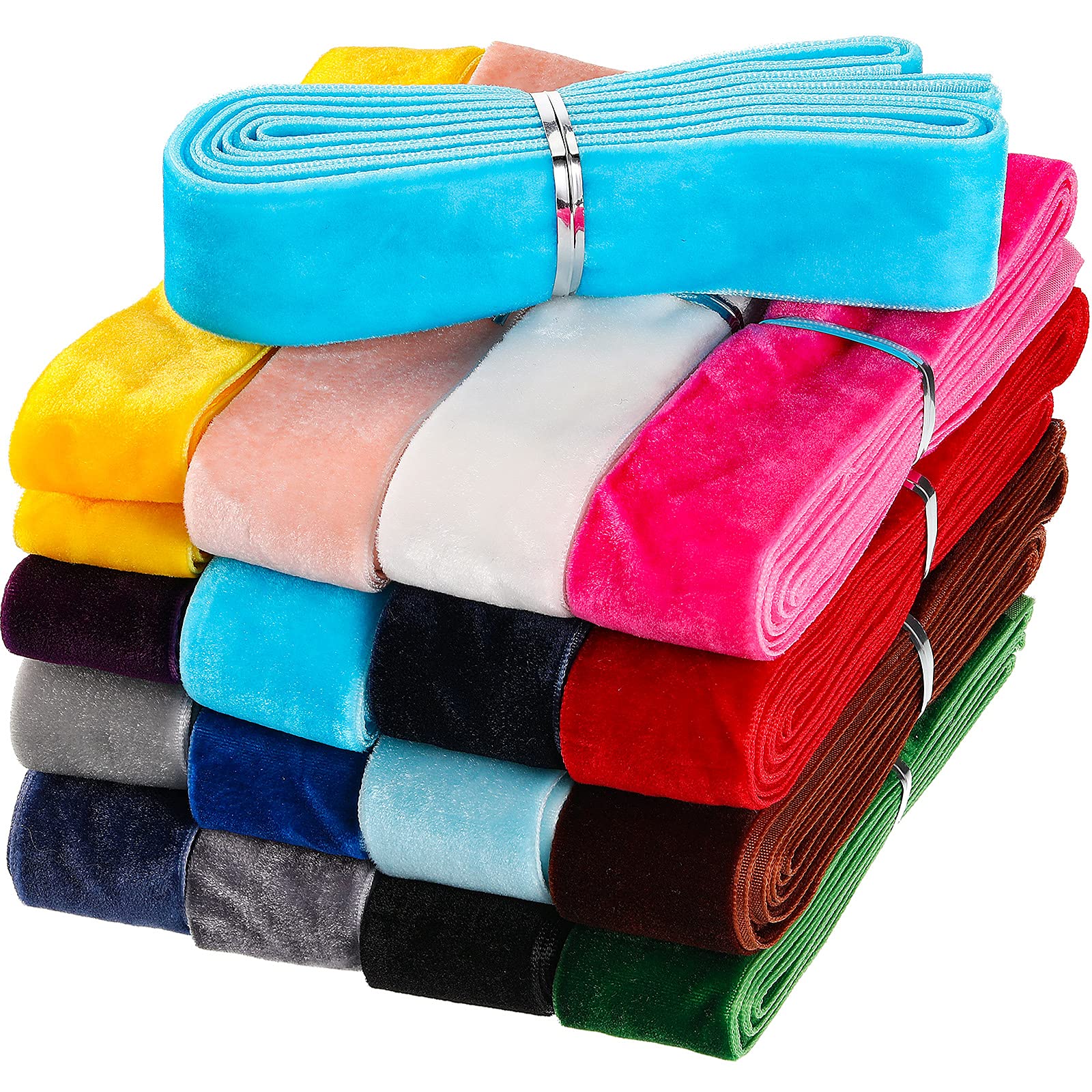 60 Yards Velvet Ribbon Trim Spool Single Face Ribbon 30 Assorted Colors Velvet Ribbon for Package Wrapping Hair Bow Clip Accessory Wedding Decoration DIY Craft (1 Inch) - Multicolor 1 Inch