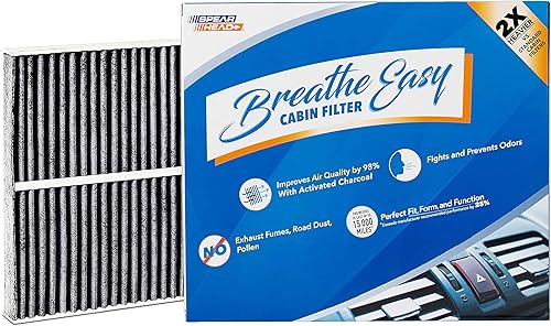 Spearhead Premium Breathe Easy - Filtro de cabina con hasta un 25% más de vida útil con carbón activado
