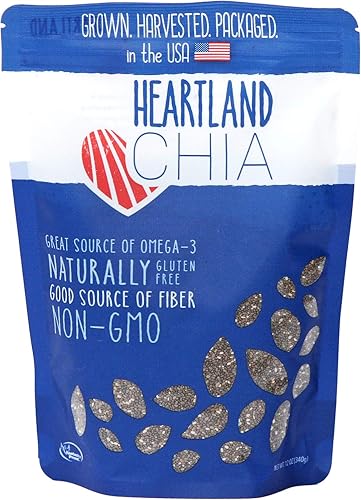 Heartland Chia, Semillas enteras de chía negra crudas cultivadas en EE. UU., 12 onzas | Sostenibles, sin OMG, directas de granja