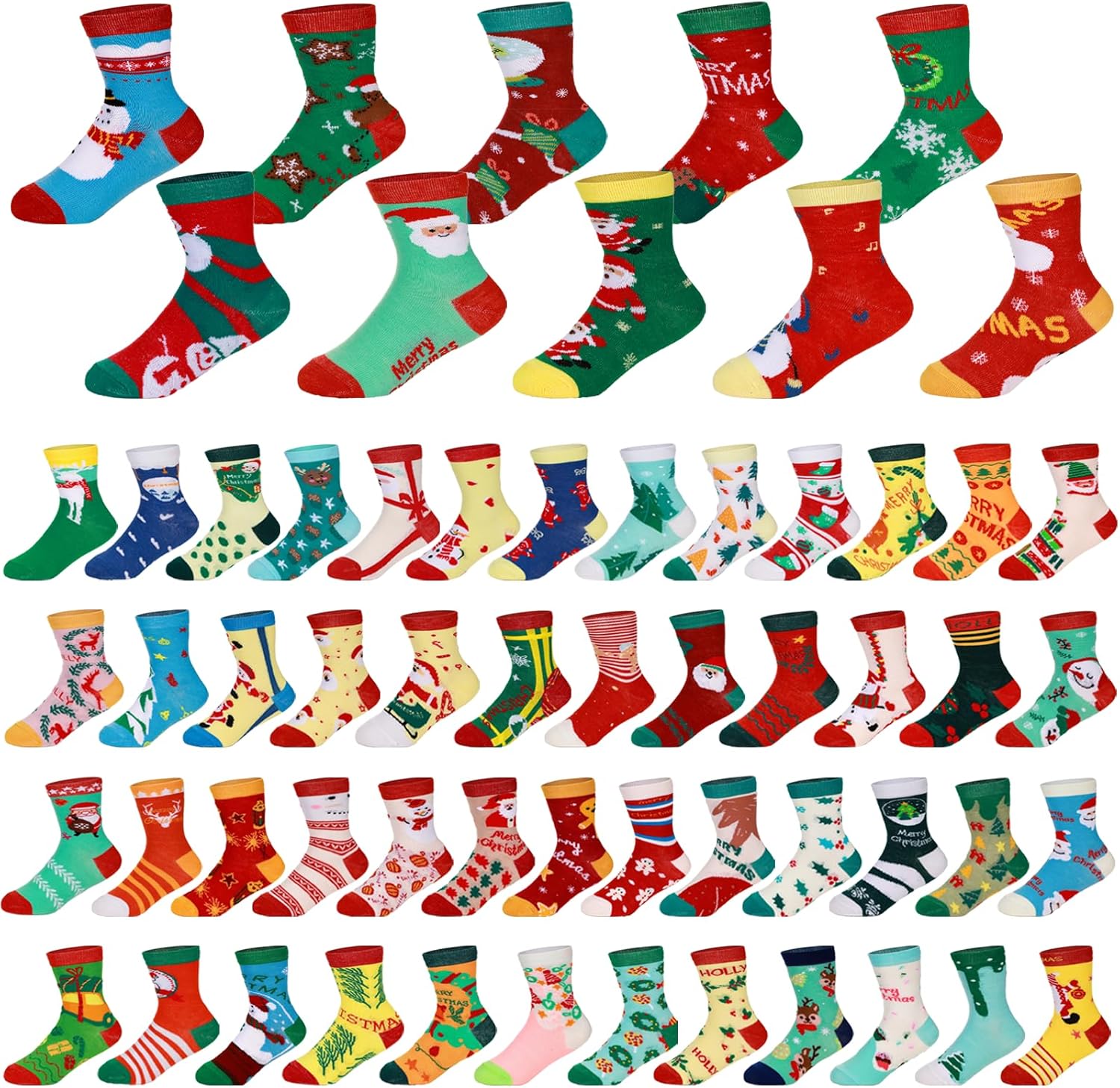 Liitrsh 60 Pairs Toddler Christmas Socks Bulk for Baby Boys